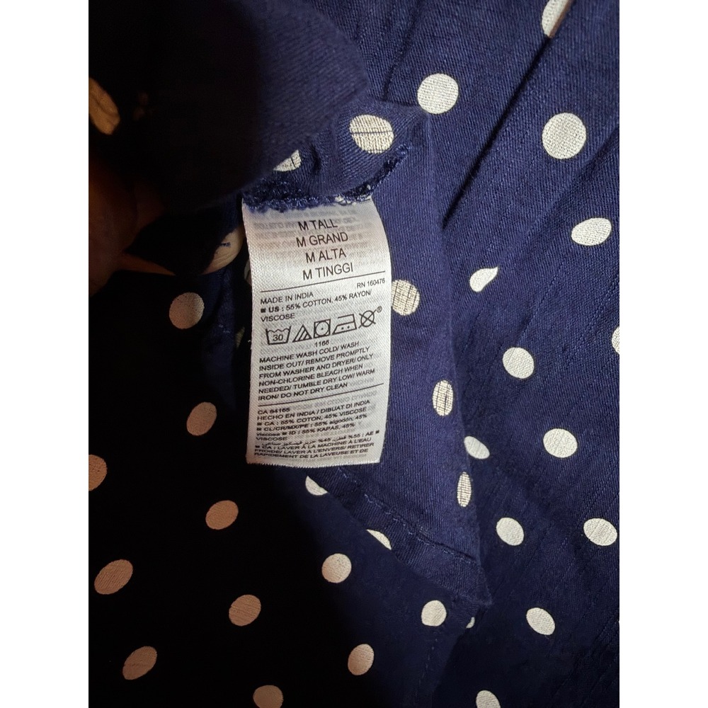 Old Navy Navy Blue White Polka Dot Sleeveless Button Down Blouse Top Medium Tall - Picture 4 of 5